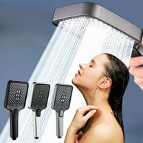 Squares Shower Head, Handheld Showerhead, High Pressure Rain Showerhead, 3 Spray Modes   Powerful Water Coverage, Modern Design, for Bathroom Upgrade, Water Efficiency, Multi-Functional UKHBMC