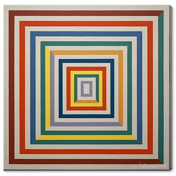 Squares Target Canvas Retro Geometric Abstract Wall Art by Art Remedy, Gallery Wrapped, 12" x 12"