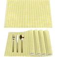 thumbnail image 1 of Squares Texture Placemats Set of 6 Fabric Placemats Square Placemat for Kitchen Table Heat Resistant, Easy to Clean Table Placemats 12x18 Inch, 1 of 5