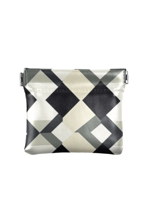 Squares and Diamond Patterns Wallet Small PU Leather Change Pouch Wallet for Women