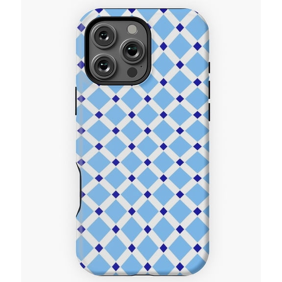 Squares in Blue Geometric Pattern N7112 Phone Case for iPhone 17 16 15 14 13 12 11 Pro Max