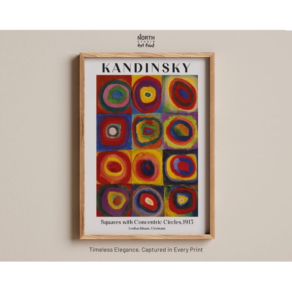 Squares with Concentric Circles Kandinsky Abstract Color Study Bauhaus, Unframed Canvas