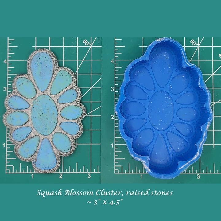 Squash Blossom Cluster - raised stones - Silicone Freshie Mold