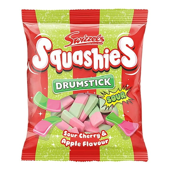 Swizzels Drumstick Squashies Sour Cherry & Apple 140G, Imported from Britain