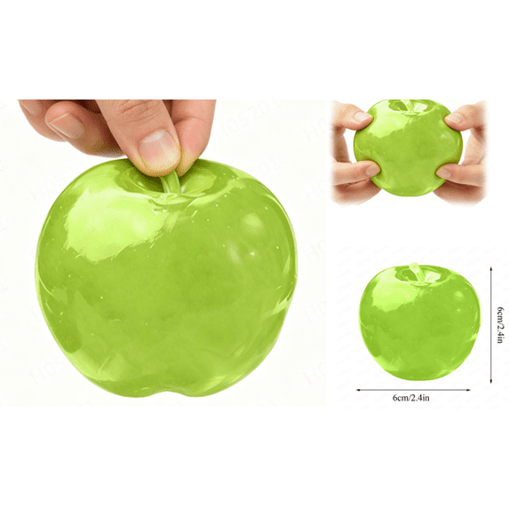 Squashy Apple Slow Rising Fruit Squishies, Apple Fruit Slow Rising Soft Ball Stress Relieve Gift, Kawaii Sensory Toys for Adults-Green