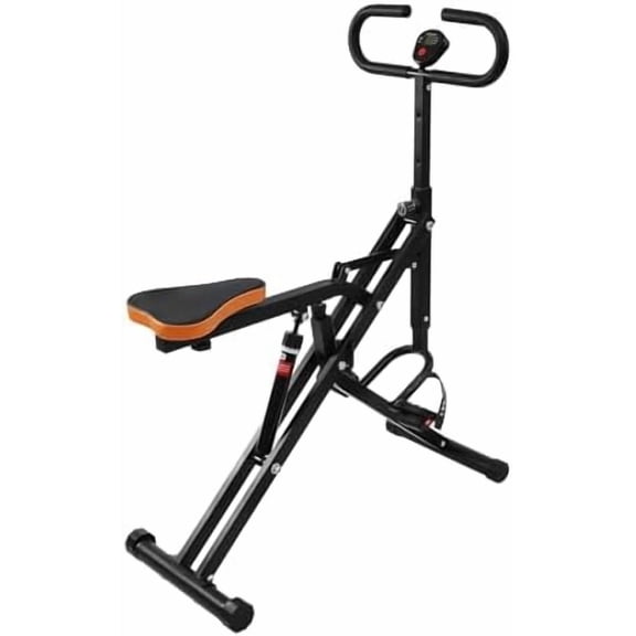 Squat Assist Trainer, Adjustable Squat Machine Trainer Rowing Machine, Foldable Ride & Rowing Machine with LCD Display, 264LBS Loading Capacity for Glutes & Legs Workout, Black