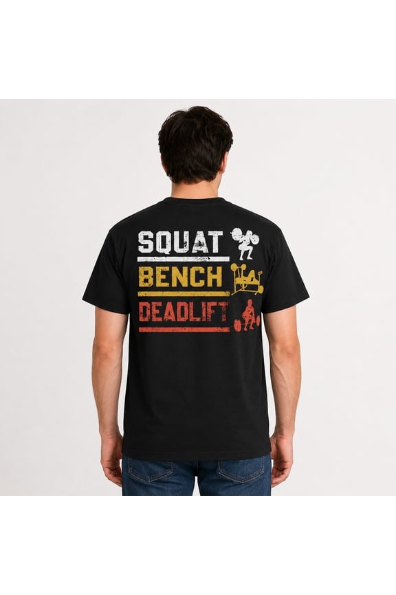 Squat Bench Deadlift Gym Graphic T-Shirt, Unisex Classic Fit Cotton Tee