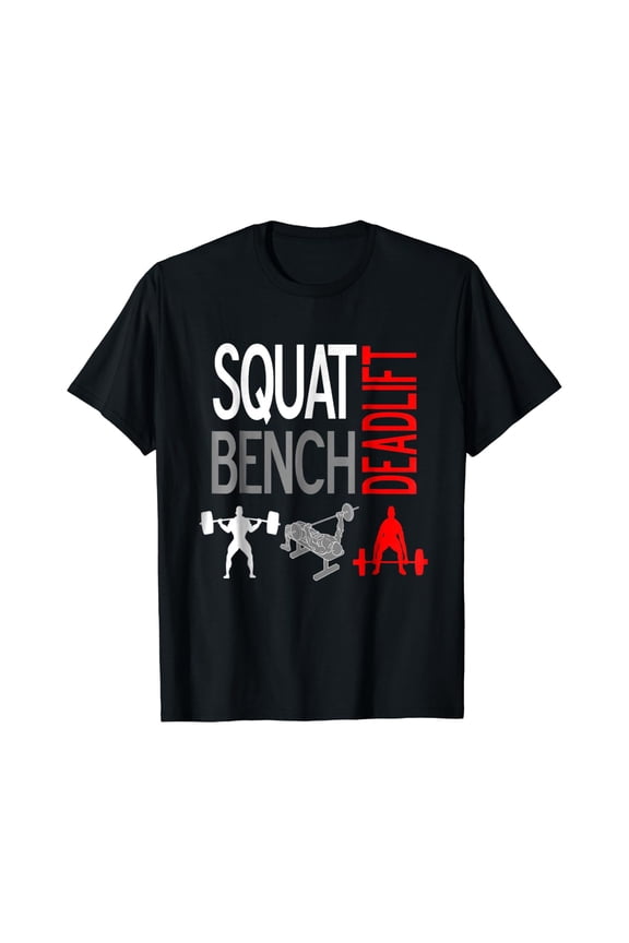 Squat Bench Deadlift T Shirt Gym Weightlifting Tee Size S-5XL