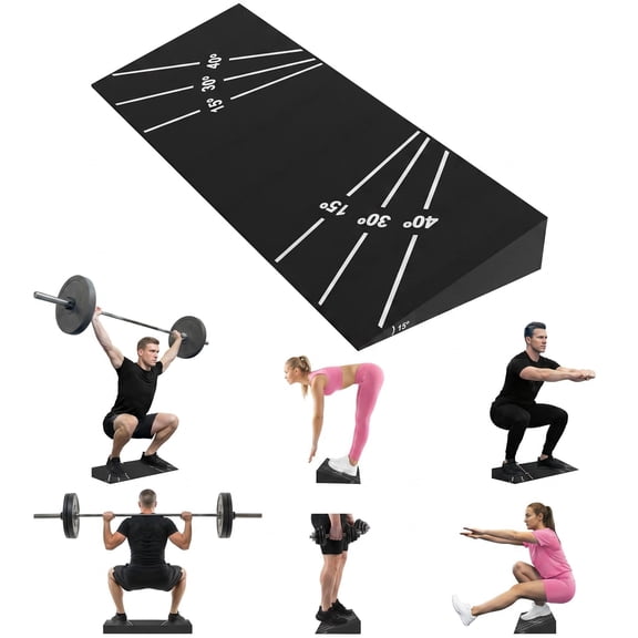 Squat - Block 15 - Heel Elevated Slant Board for Squats. Knees over Toes & Weightlifting. 1000lb Capacity. Non-Slip One-Piece Design. Home Gym Accessory