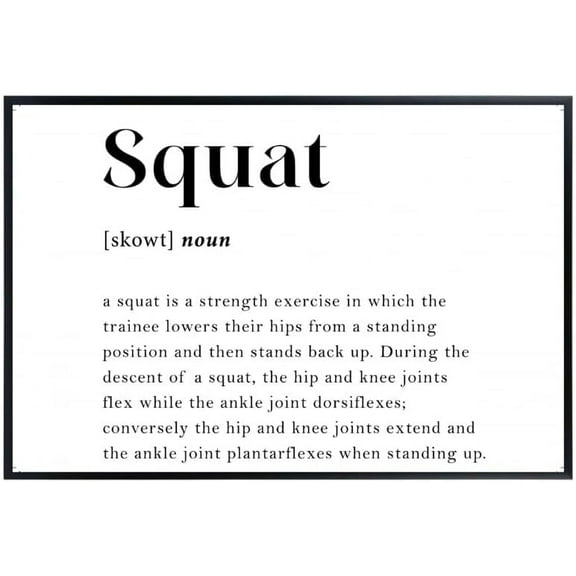 Squat Definition Gym Poster | 11x17 Unframed Fitness Wall Art | Workout Gift & Gym Decor