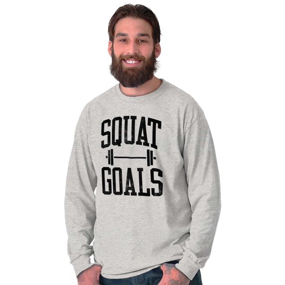 Squat Goals Workout Motivation Plus Size Long Sleeve Graphic Tee Shirt Brisco Brands 3X