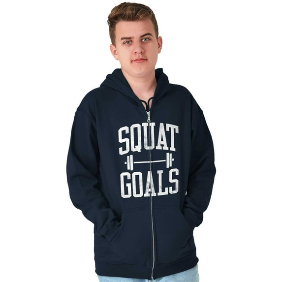 Squat Goals Workout Motivation Unisex Fleece Graphic Zip Up Hoodie Brisco Brands 2X