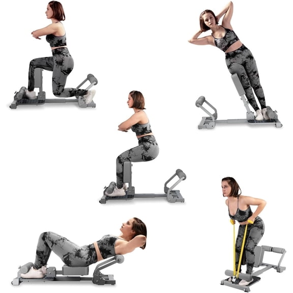 Squat Machine, Sissy Squat Machine  for Deep Sissy Squats, Ab Workout Equipment, Roman Chair, Sit-ups, Core Exercise Machine with Resistance Bands for  Gym Workout Station