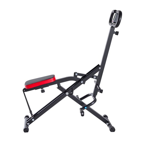 Squat Machine for Home Gym, Deep Squat Glute Trainer Rowing Machine, Foldable Leg Workout Equipment, Adjustable Resistance & LCD Counter, Black