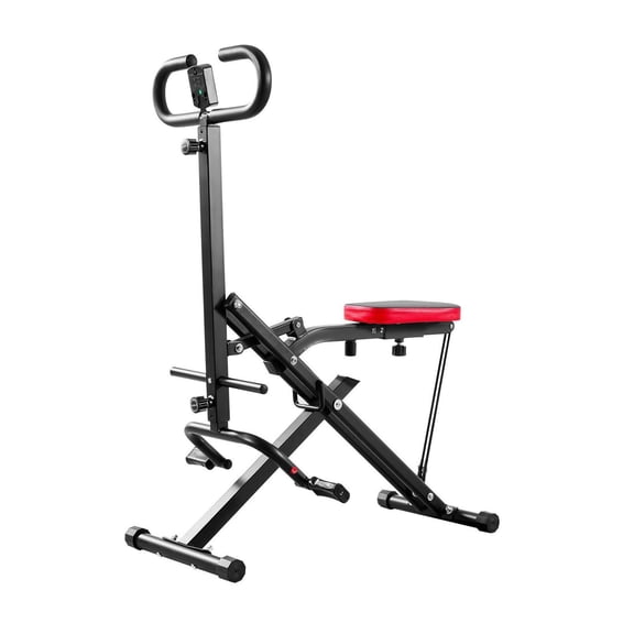 Squat Machine for Home Gym, Deep Squat Rowing Glute Trainer - Foldable Exercise Equipment, Adjustable Resistance, LCD Counter, 300lbs Capacity, Black