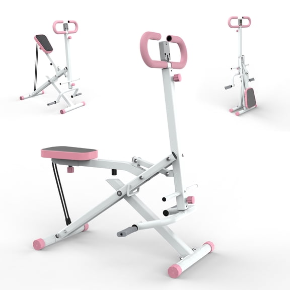 Squat Machine for Home Gym - Pink ABS & Steel Glute Trainer with Resistance Bands & Digital Display
