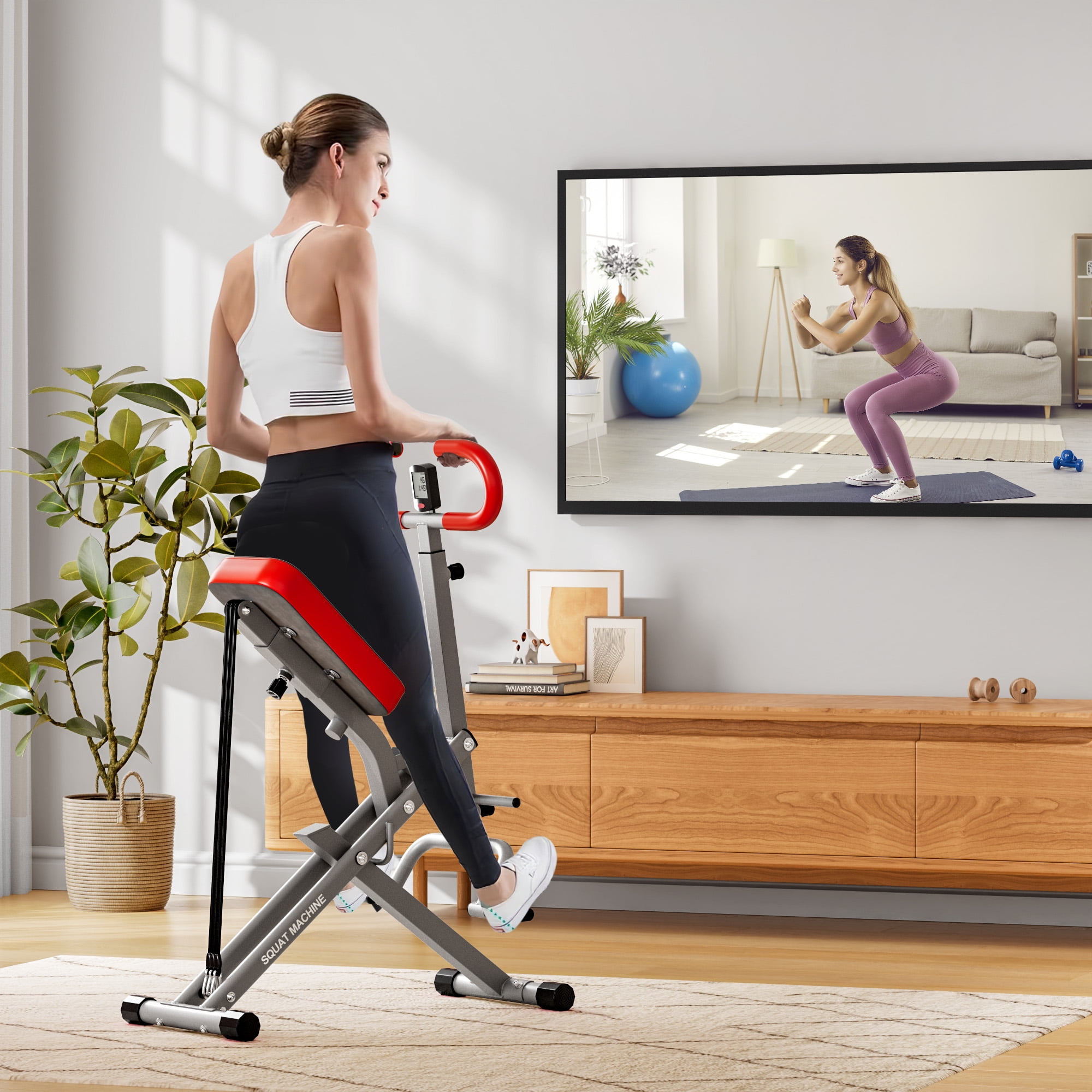 Squat Machine for Home Gym, Squat Rowing Machine with Adjustable ...