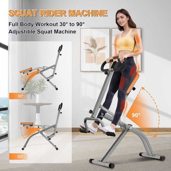 Squat Machine with Adjustable Resistance Bands and LED Display for Home Gym Full Body Workout