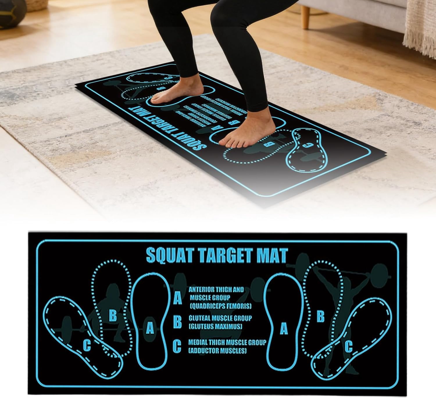 Squat Mat with Foot Position, Non-Slip Workout Mat for Leg Exercises ...
