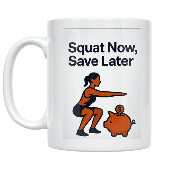 Squat Now Save Later Fitness Motivation - Gym Enthusiast - 11 oz Ceramic Coffee Mug