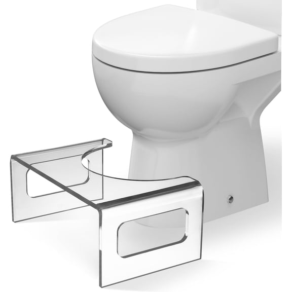Squat Potty Toilet Foot Stool Clear Acrylic Waterfall Design 7-Inch Toilet Stool Non-Slip Toilet Step Stool with Attached Strips for Comfortable Use