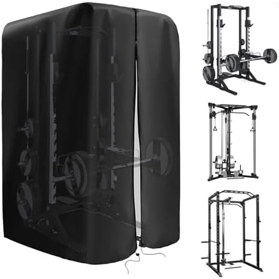 Squat Rack Cover, 420D Oxford Fabric Waterproof Power Cage Cover with Zipper & Drawstring, Large Gym Equipment Dust Cover for Power Cage, Smith Machine, Dumbbell Rack, 68" x 64" x 82.5"