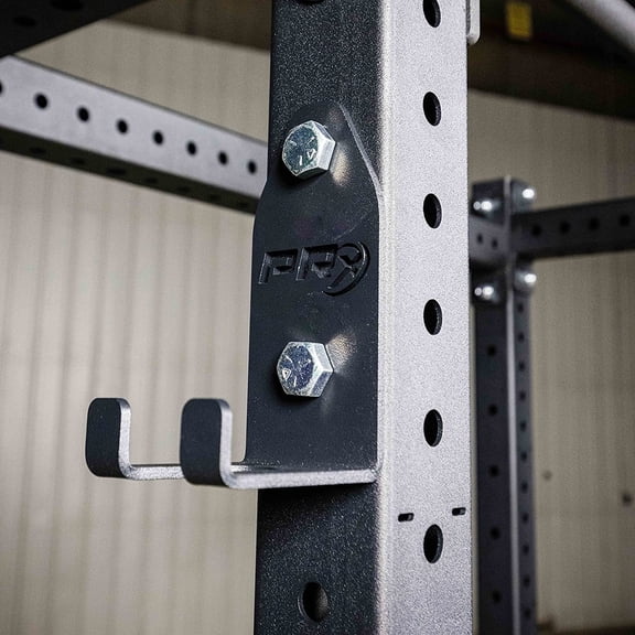 Squat Rack Mounted Olympic Barbell Storage Hanging USA Made Steel Barbell Holder for 3x3 Uprights with 5/8" Holes, Vertical Squat Rack Attachment