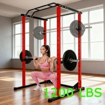 Squat Rack Power Cage, 1200LB Adjustable Squat Stand Rack, 45.6"×44.3"×81.5" Multi - Function Home Gym Squat Rack for Muscle Building