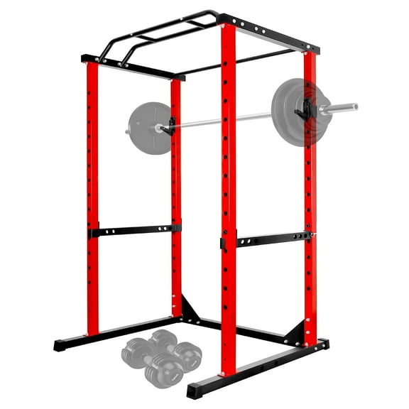 Squat Rack Power Cage, 1200LB All-in-One Squat Rack, 45.6"×44.3"×81.5" Adjustable Squat Rack with J-Hooks for Fitness Workouts