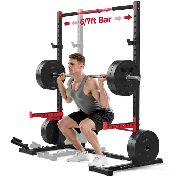 Squat Rack With Pull Up Bar, Adjustable Multi Functional Power Rack, Universal Inner Width Squat Rack Stand For Home Gym Weightlifting Strength Training, Black, 1 Pack