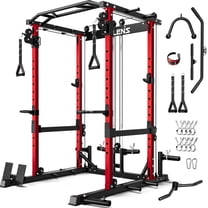 Power Squat Rack Accreate Power Cage, Multi-Functional Power Racks for Home Gym with LAT ...