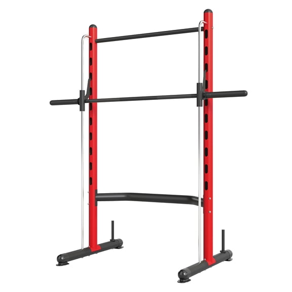 Squat Rack with Pull Up Bar, Adjustable Bench Press Rack, Home Gym Weight Lifting Stand - Red