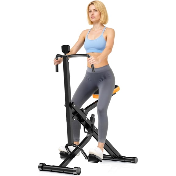 Squat Rowing Machine for  Gym, Compact Foldable Squat Exercise Machine with LCD , Low-Impact Workout, Adjustable Seat, 350 LBS, Full- Fitness Equipment