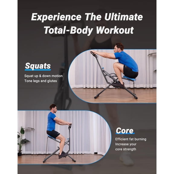 Squat Rowing with Adjustable Resistance, 350 LBS Capacity, Foldable Home Workout Equipment for Full Body Training
