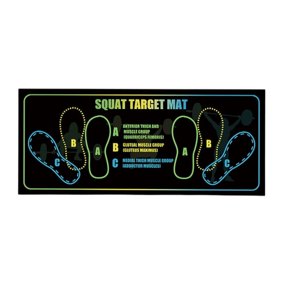 Squat Target Mat With Foot Position, Large Squat Target Pad 31.5'' X 13.8'' Non- Squat Mat, Exercise Mat For Squats, Leg And Abdominal Workouts