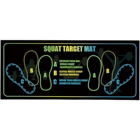 Squat Target Mat with Foot Position Guide, Non-Slip, Diatomaceous Earth Rubber, 13.78 x 31.5 Inch, for Squats, Lunges and Core(Q)