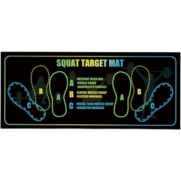 Squat Target Mat with Foot Position Guide, Non-Slip, Diatomaceous Earth Rubber, 13.78 x 31.5 Inch, for Squats, Lunges and Core(Q)