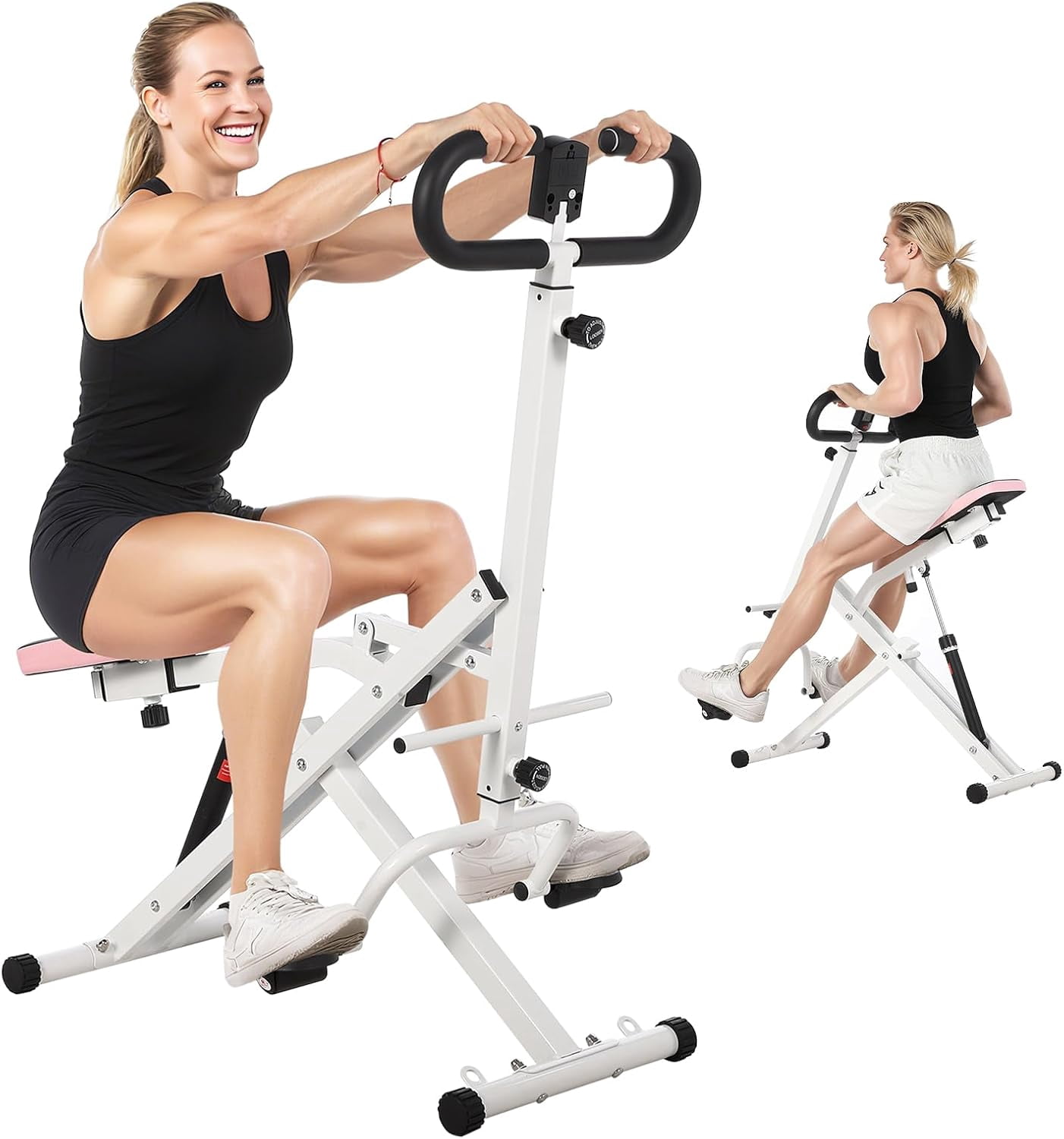 Squat and Rowing Machine - Foldable Home Fitness Trainer with 12 ...
