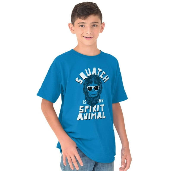 Squatch My Spirit Animal Bigfoot Myth Crewneck T Shirts Boy Girl Teen Brisco Brands L