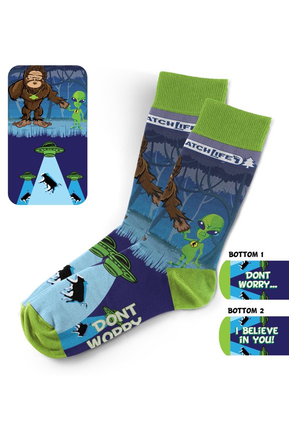Squatch Socks - Funny Novelty Sock Set, Bigfoot Socks, Fun Unisex Socks