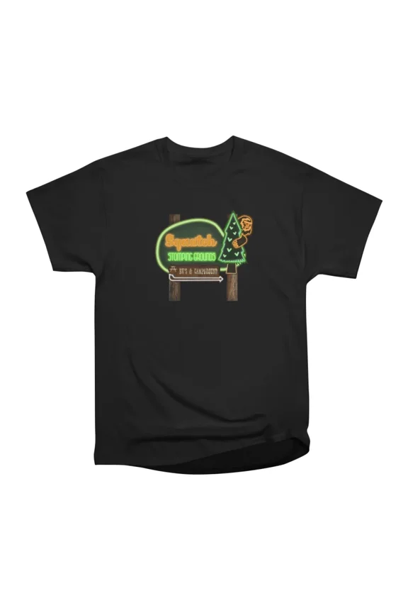 Squatch Stomping Grounds Campground Cryptid Neon Signs T-Shirt Tee Gift For Him Merch For