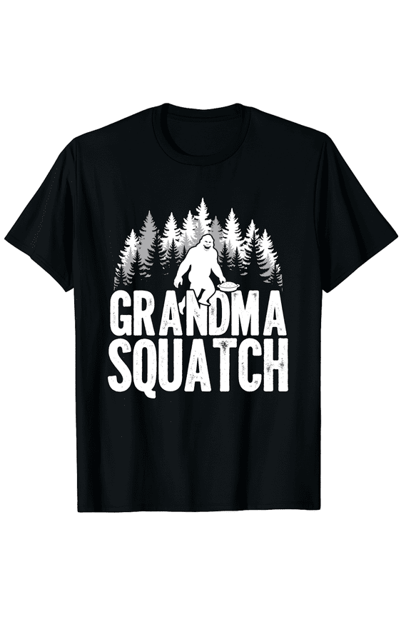 Squatchy Matching Family Bigfoot Shirts Grandma Squatch Graphic Black T-Shirt for Men and Women