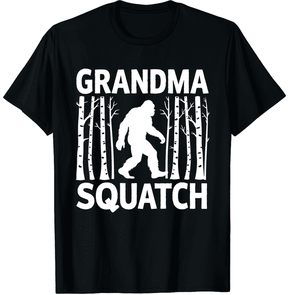 Squatchy Matching Family Bigfoot Shirts Grandma Squatch Graphic Black T-Shirt for Men and Women