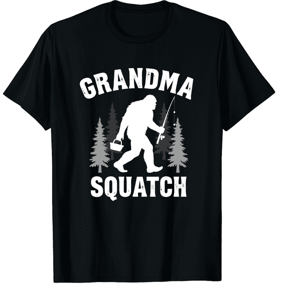 Squatchy Matching Family Bigfoot Shirts Grandma Squatch Graphic Black T-Shirt for Men and Women