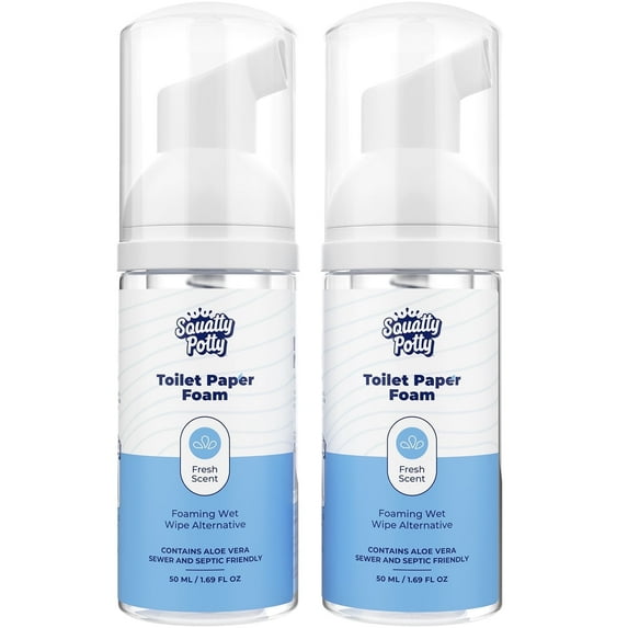 Squatty Potty Toilet Tissue Paper Foam Instant Wet Wipe Alternative - 2 Pack, 50 ml, 1.69 Fl Oz
