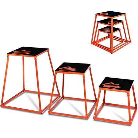 Squatz 3 Pcs Plyometric Platform Box Small, Medium, Large Size Platform Covered W/ Anti-Skid Rubber