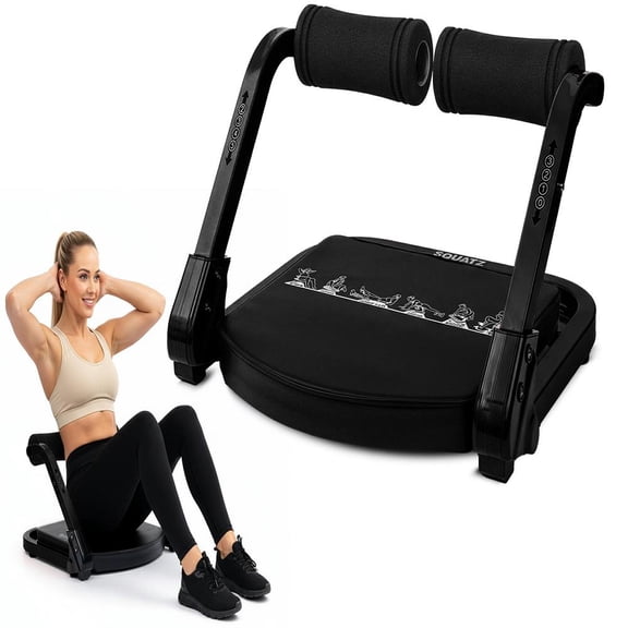 Squatz Ab Machine for Core Workout Adjustable Sit-Up Trainer with 3 Resistance Levels, Automatic Rebound, Full-Body Exercise Equipment, 350 lb Capacity for Home Gym