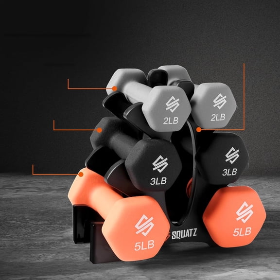Squatz Adjustable Dumbbell Set 20LB Home Gym Anti-Slip Neoprene Coated Weights for Strength Training