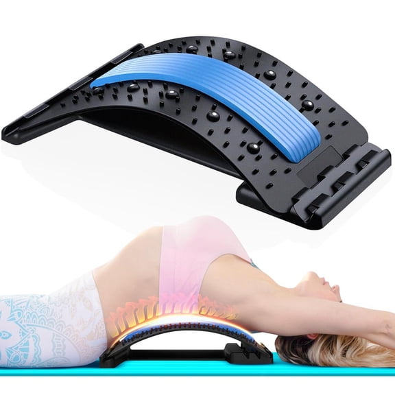 Squatz Lower Back Stretcher Device Ergonomic Lumbar Support Back Massager with Multi-Level Traction, Foam Cushion Pressure Points & 30-Day Digital Workout Program
