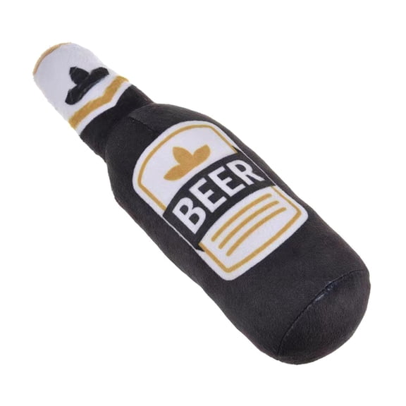 Squeak Dog Toy Soft Plush- Chew Beer-Bottle Shape Squeeze with Squeaker for Medium & Small Dog